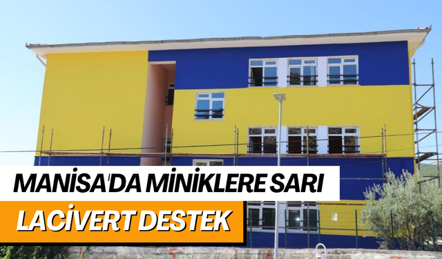 Alaşehir Fenerbahçeliler Derneği okul duvarlarını sarı laciverte boyadı