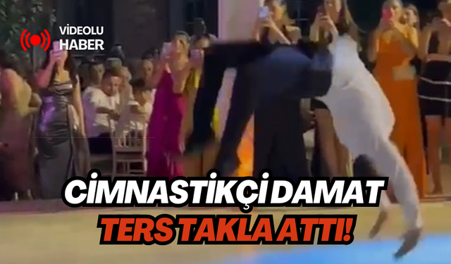 Manisalı cimnastikçi damat, düğünde ters takla attı! İşte o anlar…