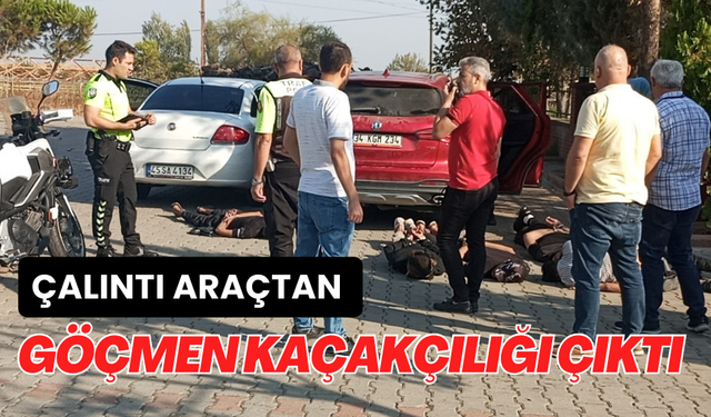 Salihli’de otomobilden 2'si bagajda, 1’i kadın, 9 kaçak göçmen çıktı: O anlar kameraya yansıdı