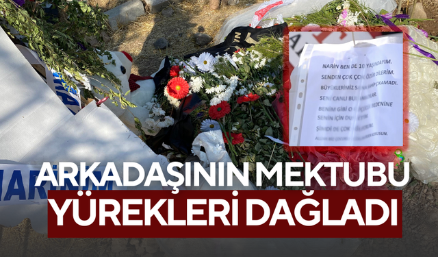 Mahalleden arkadaşları Narin'in mezarına çiçek bıraktı