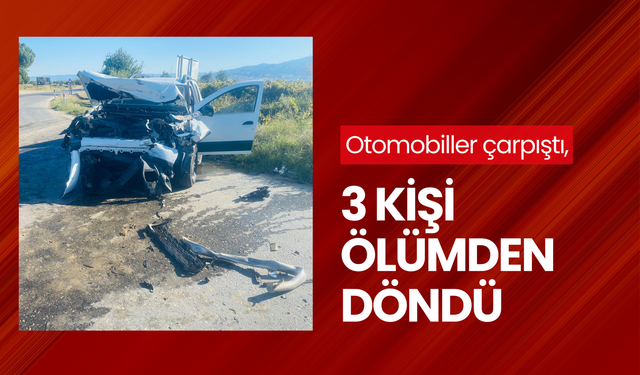 Otomobiller çarpıştı, 3 kişi ölümden döndü