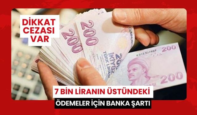 7 bin liranın üstündeki ödemeler için banka şartı |Resmi Gazete’de yayımlandı