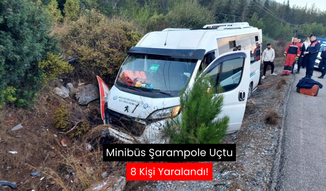 Minibüs kazasında can pazarı;  Şarampole yuvarlanan minibüste 8 yaralı!