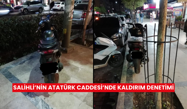 Salihli’nin Atatürk Caddesi’nde kaldırım denetimi