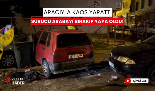 Aracıyla park halindeki 3 otomobile çarpan sürücü olay yerinden yaya olarak kaçtı