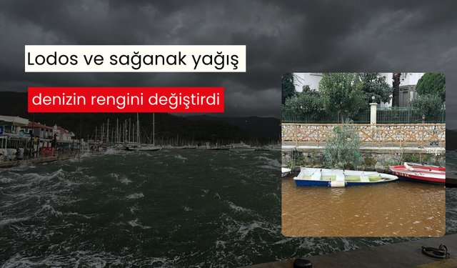 Lodos ve sağanak yağış denizin rengini değiştirdi