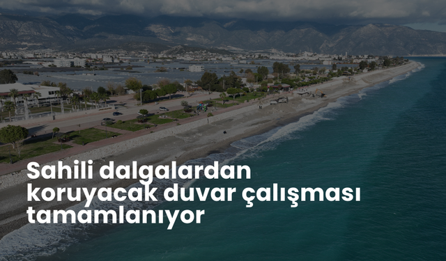 Sahili dalgalardan koruyacak duvar çalışması tamamlanıyor