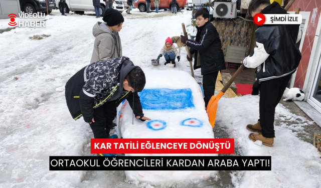 Kardan adam basit geldi, kardan araba yaptılar | Gençlerin yaratıcılığı hayran bıraktı