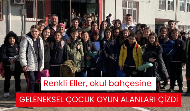 Renkli Eller, okul bahçesine geleneksel çocuk oyun alanları çizdi