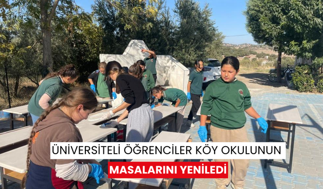 Üniversiteli öğrenciler köy okulunun masalarını yeniledi