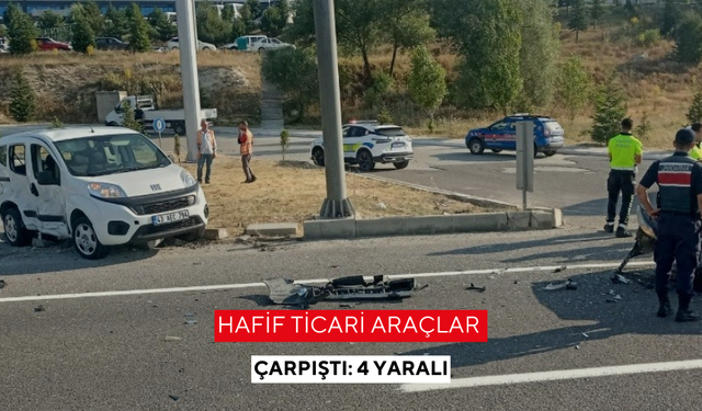 Hafif ticari araçlar çarpıştı: 4 yaralı