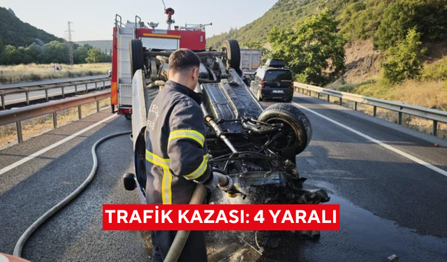 Otomobil takla attı, 4 kişi ölümden döndü