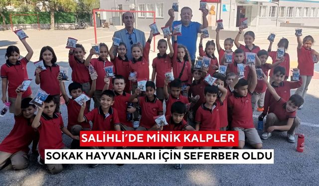 Salihli’de minik öğrencilerden yürek ısıtan davranış: Can dostlara mama desteği