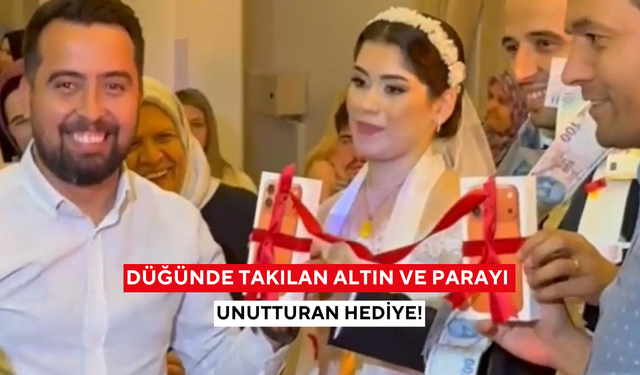 Turgutlu’daki düğünde davetliler şaşkına döndü | Düğünde takılan altın ve parayı unutturan hediye!