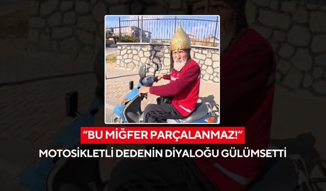 Kask yerine miğferle trafiğe çıkan dede sosyal medyayı salladı...