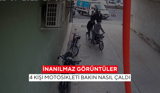 Pes dedirten olay! 4 kişi motosikleti bakın nasıl çaldı... | O Anlar Kamerada!