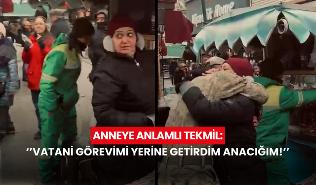 Duygulandıran kavuşma: Simit satan annesine askeri üniformasıyla sürpriz yaptı!