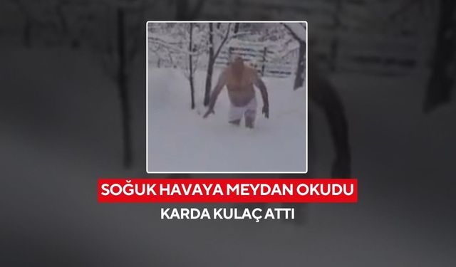Kar keyfi sınır tanımadı! 40 santim karda yüzdü...