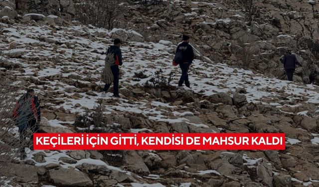 Mahsur kalan çoban ve 9 keçi sağ salim kurtarıldı...