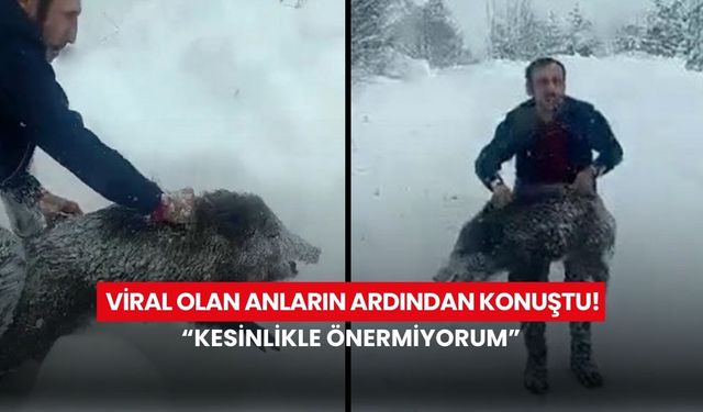 Sigara ağzında, çıplak elle yakaladı! Domuzla yüz yüze geldiği anlar olay oldu