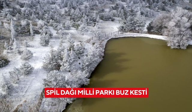 Spil Dağı Milli Parkı buz kesti