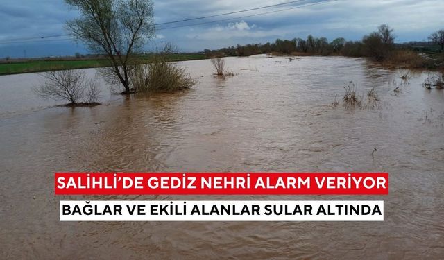 Salihli’de Gediz Nehri alarm veriyor: Bağlar ve ekili alanlar sular altında
