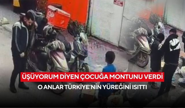 Soğuk sokakta sıcak bir yürek: 8 yaşındaki çocuğa montunu veren kurye gündem oldu