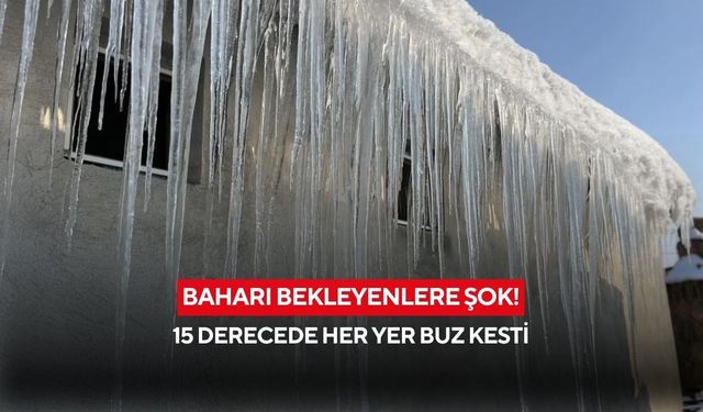 Baharı bekleyenlere şok: Gece eksi 15 dereceyi görünce her yer buz kesti