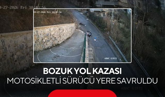 Kaza anı saniye saniye kamerada! Bozuk yol can aldırıyordu... | Motosikletli sürücü yere savruldu