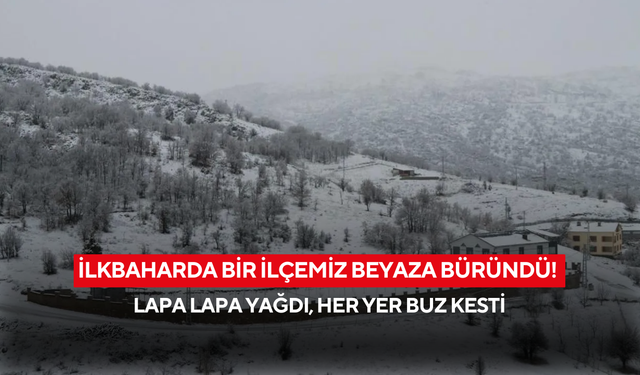 İlkbaharda bir ilçemiz beyaza büründü! Lapa lapa yağdı, her yer buz kesti