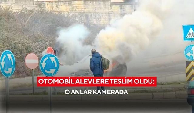 Otomobil alevlere teslim oldu: O anlar kamerada