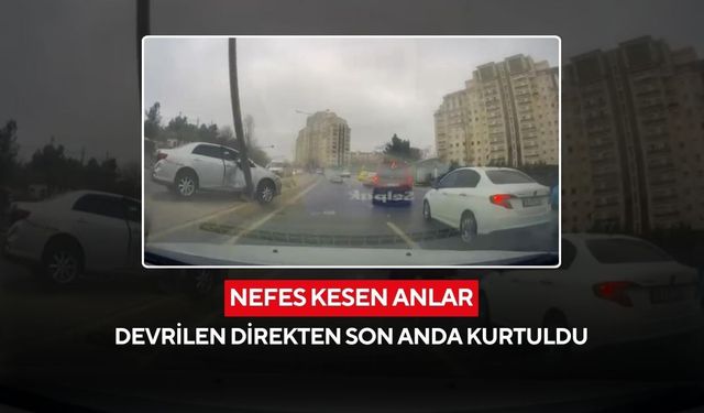 Saniyelerle ölümden dönüldü! Elektrik direği aracın önüne devrildi...