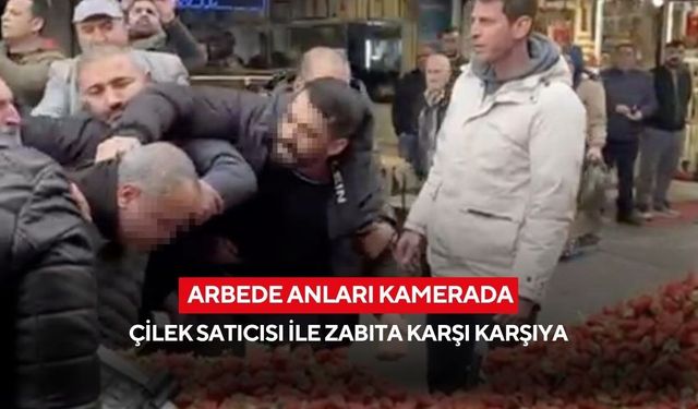 Seyyar satıcı zabıta memuruna tekme ve yumruklarla saldırdı | O anlar cep telefonuna yansıdı...