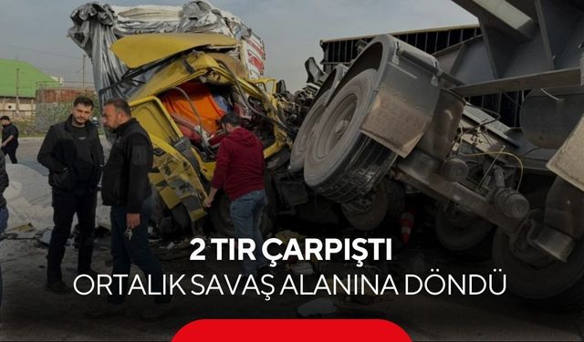 Feci kaza anbean kamerada! Tır diğerine çarptı...