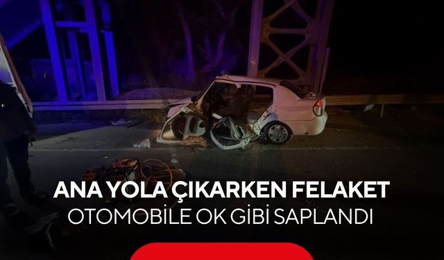 Ana yola çıkarken felaket! Otomobile ok gibi saplandı...
