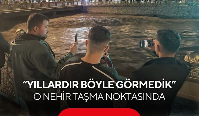 Debisi artan nehir köprü ayaklarına dayandı... Vatandaşlar tehlikeye rağmen köprüye akın etti