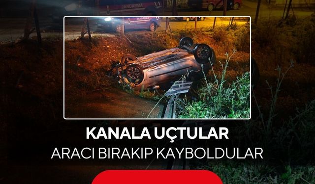 Kanala uçan araçta şok! Sürücü ve yolcu kaçtı...