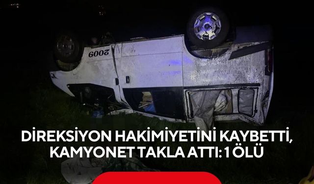 Direksiyon hakimiyetini kaybetti, kamyonet takla attı: 1 ölü