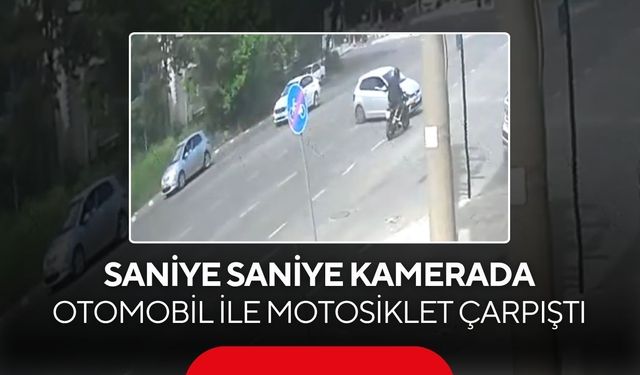 Saniye saniye kamerada! Otomobil ile motosiklet çarpıştı...