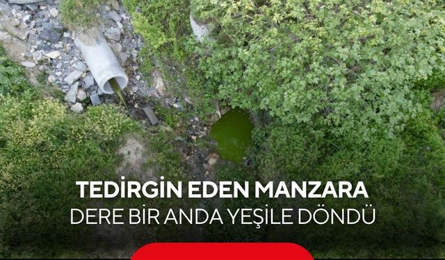 Tedirgin eden manzara! Dere bir anda yeşile döndü, ağır koku mahalleyi sardı...