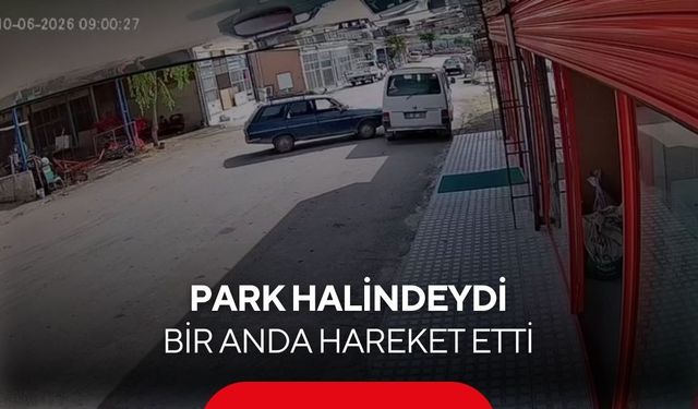 El freni unutuldu, otomobil kendi kendine yola çıktı... O anlar kamerada...