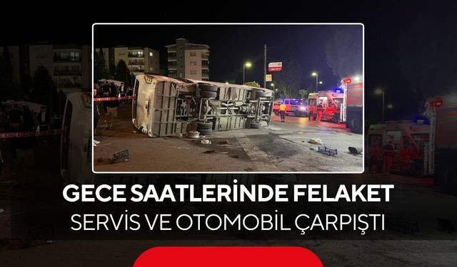 Kavşakta dehşet anları! Servis otobüsü ile otomobil çarpıştı; 4 yaralı