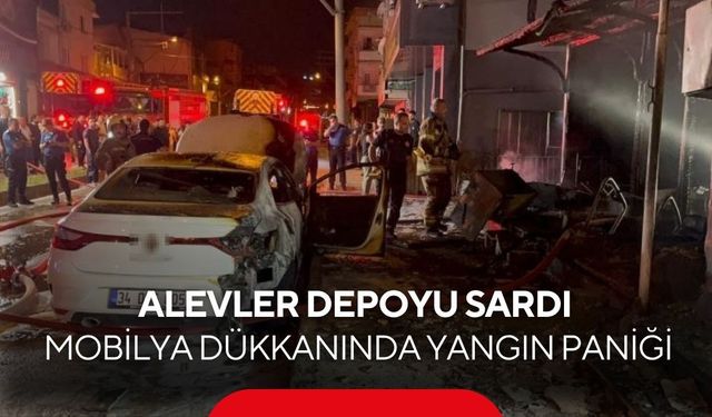 Mobilya dükkanının deposu alev alev yandı