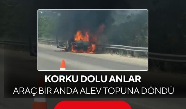 Motorundan duman çıktı, alevlere teslim oldu | Yanan otomobil kamerada!