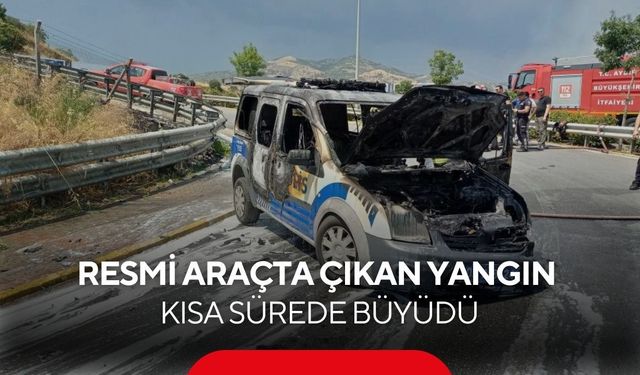 Seyir halindeki polis aracı alev alev yandı...