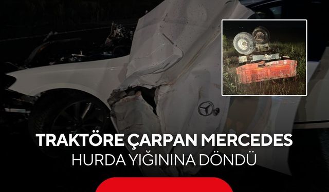 Mercedes römorka çarptı, araç kağıt gibi ezildi...