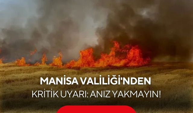 Manisa Valiliği'nden kritik uyarı: Anız yakmayın!