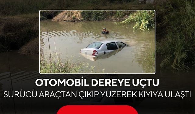 Otomobil dereye uçtu! Sürücü araçtan çıkıp yüzerek kıyıya ulaştı...