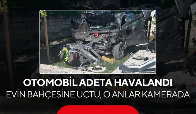 Otomobil kontrolden çıktı, evin bahçesine uçtu! O anlar kamerada...