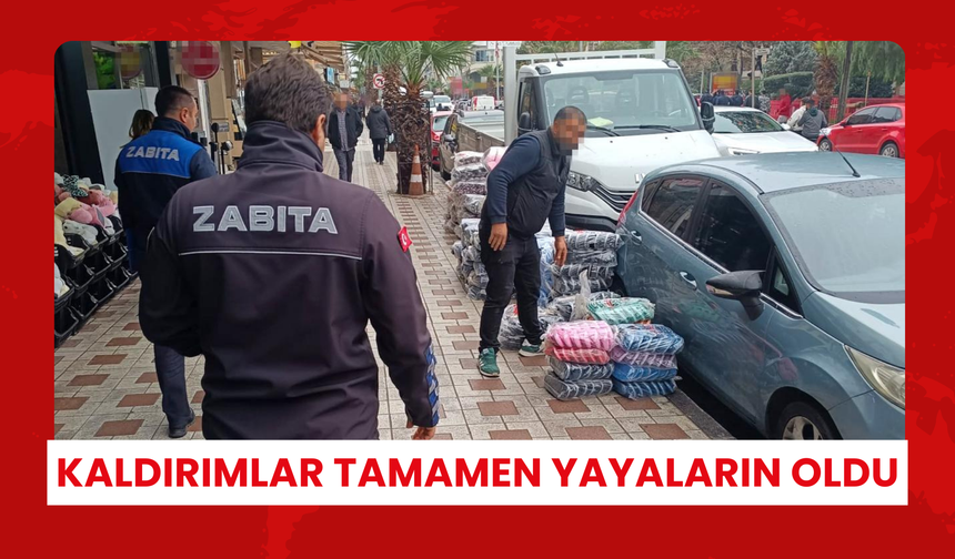 Polis ve zabıta ne varsa topladı! O ilçede kaldırımlar yayaların oldu…